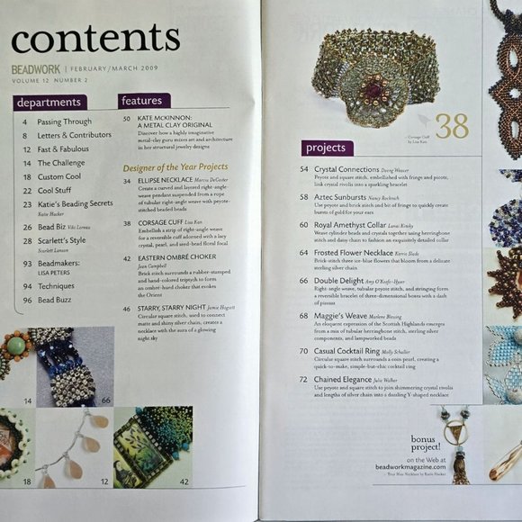 Beadwork Magazine February March 2009 Crystals Galore - Picture 2 of 12